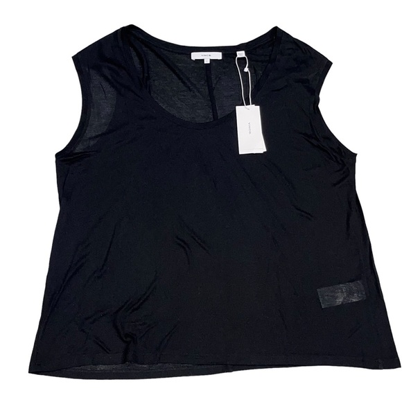 NEW Vince Black Scoop Neck Modal Muscle Tee - Picture 4 of 9